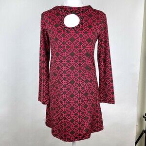NWT Tracy Negoshian Size S Brown Pink Octagon Geometric Dress TN157-Ginger